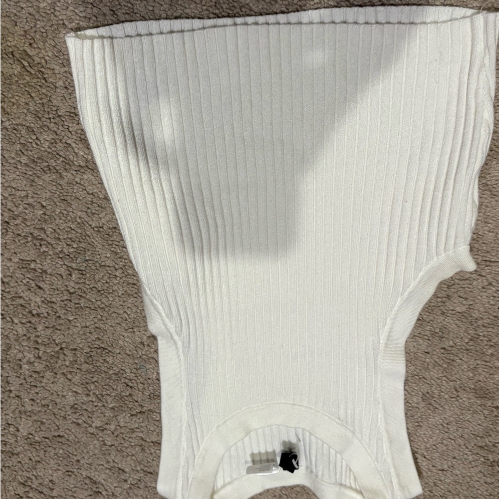White Ribbed Knit Tube Top